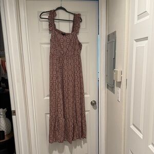 Torrid Mauve Patterned Maxi Dress with Ruffle Straps